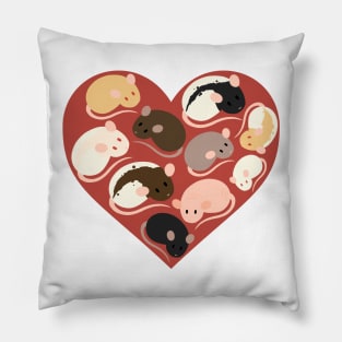 I Love Rats Heart Pillow