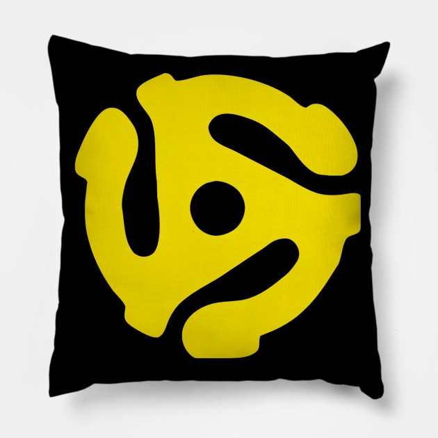 Music Geek yellow 45 rpm record adaptor, music geek stuff Pillow by LittleBean