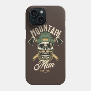 Mountain man; mountains; outdoors; vintage; retro; lumberjack; axes; rugged; gift for man; male; father; dad; husband; boyfriend; skull; beard; bearded; hispter; woods; camping; nature; mountain climbing; cool; travel; adventure; nature lover; Phone Case