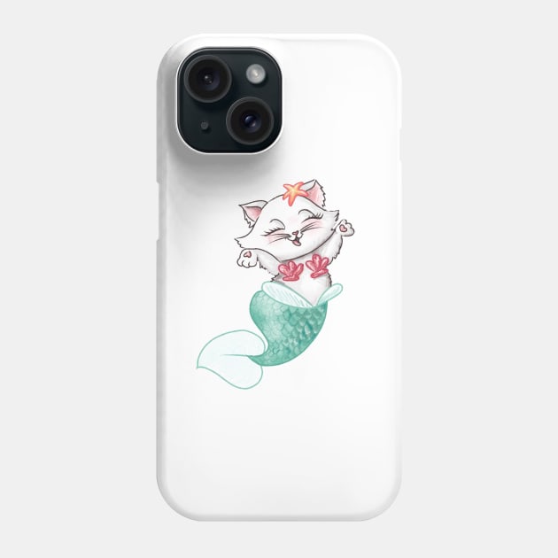 Cat mermaid Phone Case by ArtInPi