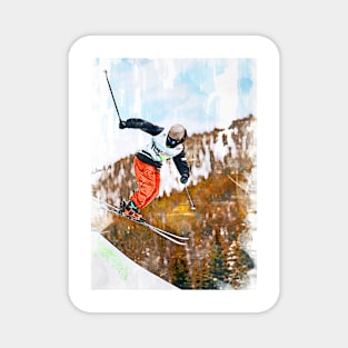 Pro Skier In The Air. For ski lovers Magnet