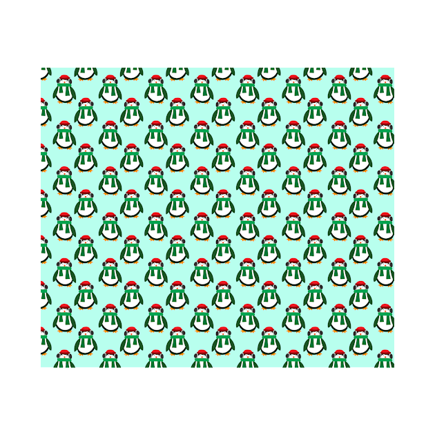 Green Christmas Penguin Pattern by saradaboru