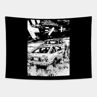 Japanese Drift Racer AE86 Drifting Car Anime Manga Eurobeat Intensifies Aesthetic #4 Tapestry