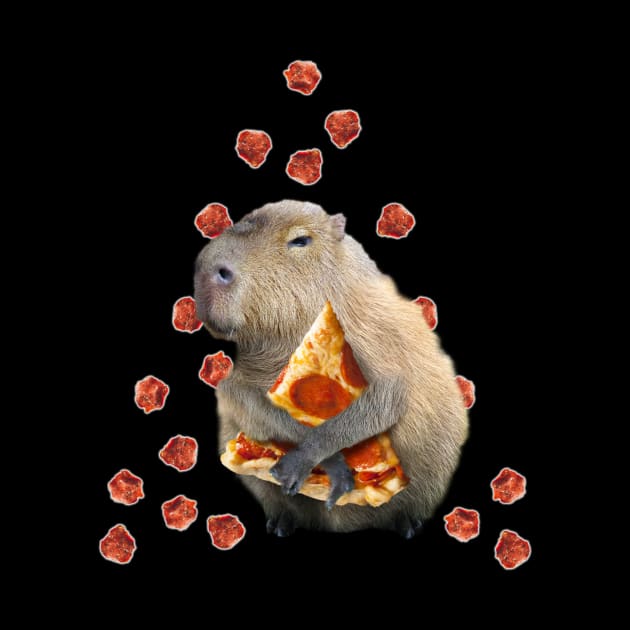 Capybara Capybaras Eating Pizza, Funny Cute by Random Galaxy