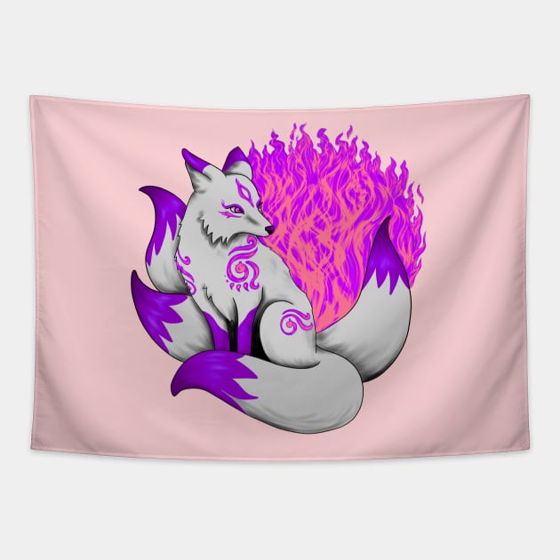 Purple Kitsune Fox Tapestry by Lady Lilac