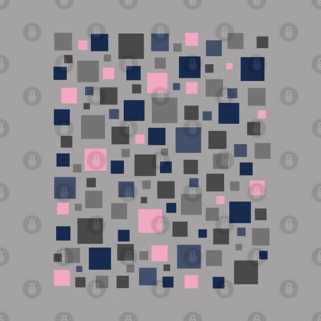 Blue, Blush Pink and Grey Squares by OneThreeSix