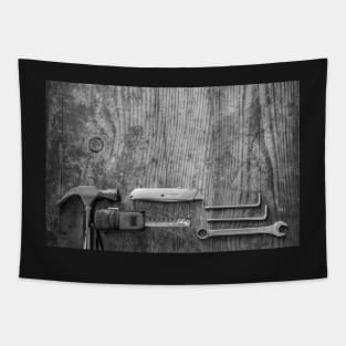 Flat lay of DIY and maintenance tools Tapestry