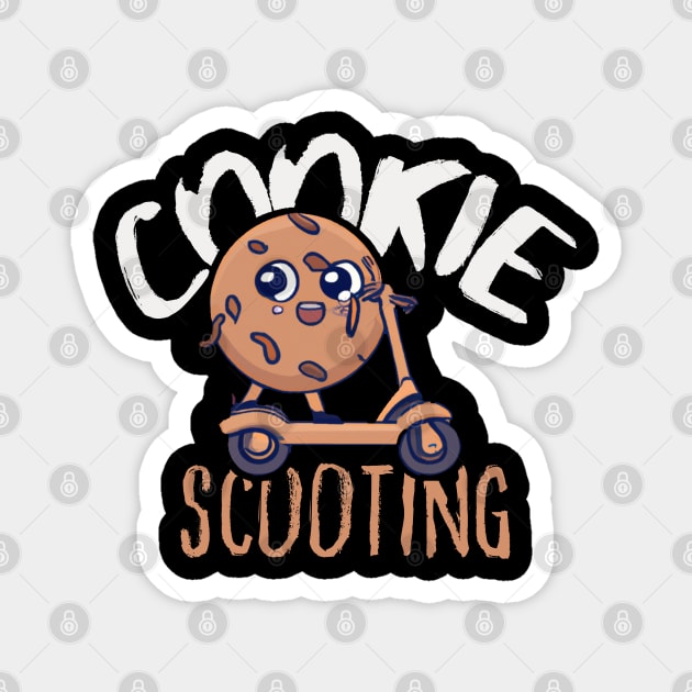 Funny E-Scooter, Cute Kawaii Cookie Driving Scooter Magnet by maxdax