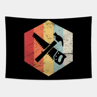 Retro Vintage Saw And Hammer | Carpenter Icon Tapestry
