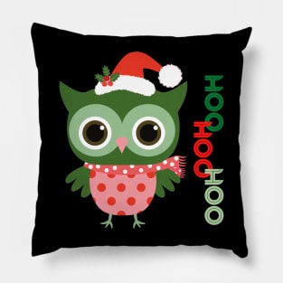 Hoo Hoo Hoo Owl Christmas Holiday Santa Pillow