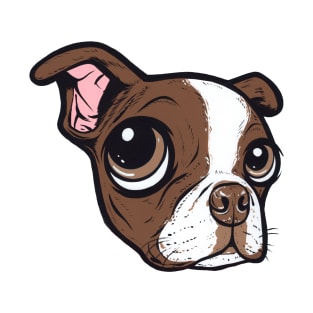 Brown Boston Terrier Face T-Shirt