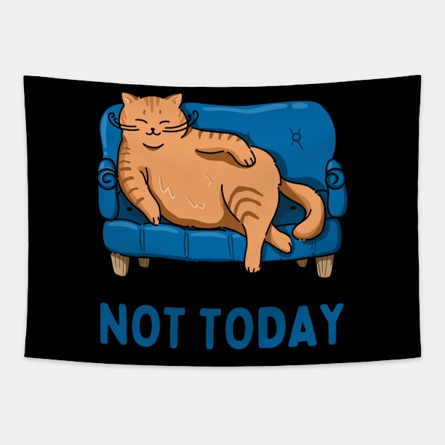 Lazy Cat Nope not Today funny sarcastic messages sayings and quotes Tapestry by BoogieCreates