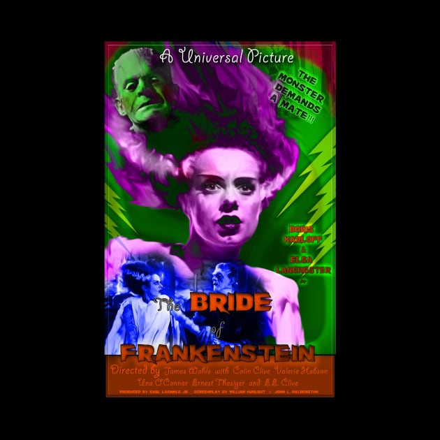 The Bride of Frankenstein Faux Retro Movie Poster by xenomorphicpress