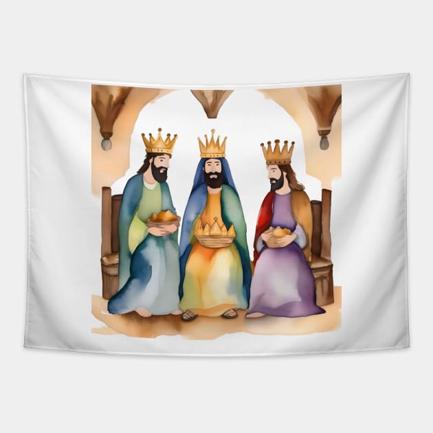 Epiphany or Three Kings Day - January 6 - Watercolors & Pen Tapestry by Oldetimemercan