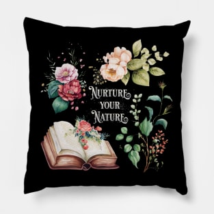 Nurture your nature book flower motif Pillow