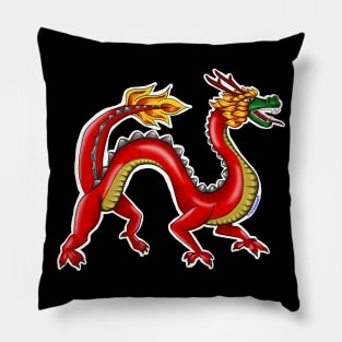 Chinese Dragon Doodle Illustration Pillow