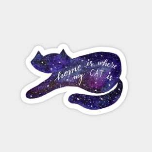 Watercolor galaxy cat - purple Magnet