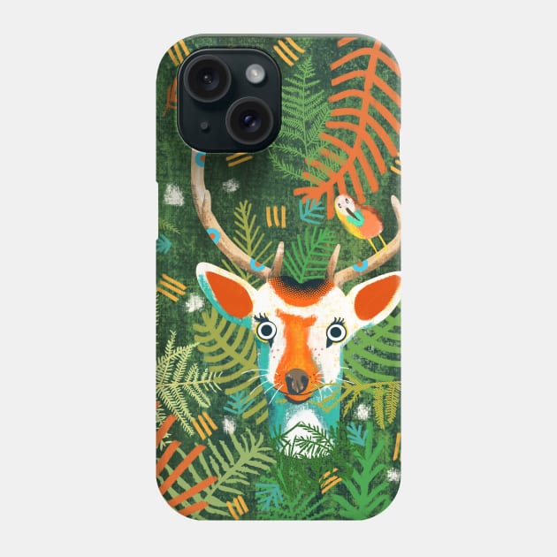 Painting of a cute deer hidden in the forest Phone Case by Mimie20