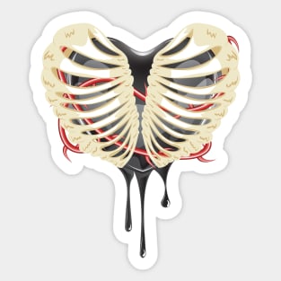 rib cage with love heart and devil wings' Sticker