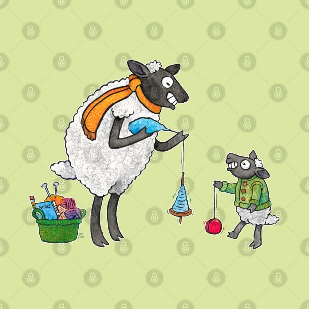 Mama Ewe Drop Spindles While Baby Lamb Yo-Yos by LAB Ideas