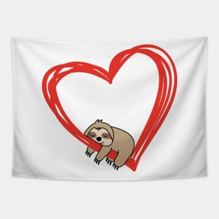 'Sloth Heart Valentines' Sweet Valentines Lovers Tapestry