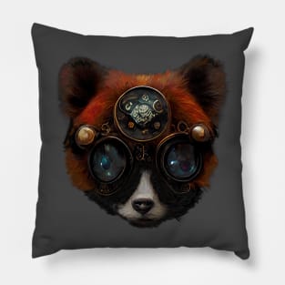 Steampunk Red Panda Gizmo Goggles Pillow