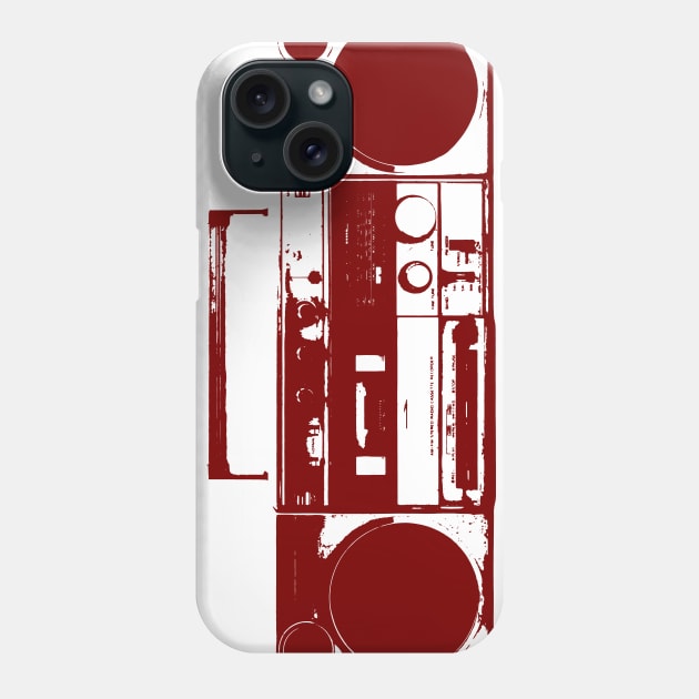 Red Vintage Boom Box Graphic Phone Case by Spindriftdesigns