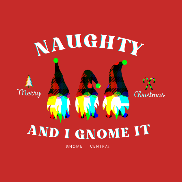 "naughty and I gnome it" christmas t-shirt by JuiceBoxTrope 