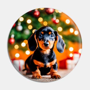 Dachshund Puppy with Christmas Holiday Gifts Pin