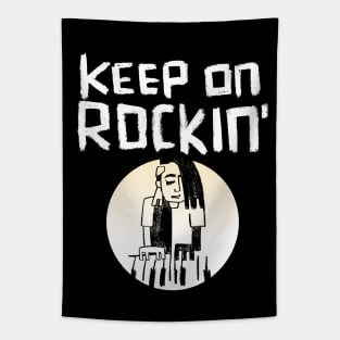 Keep Rocking Piano Keyboard Player Tapestry