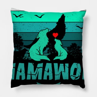 Mamawolf Wolf Lovers Gift For Mother Pillow