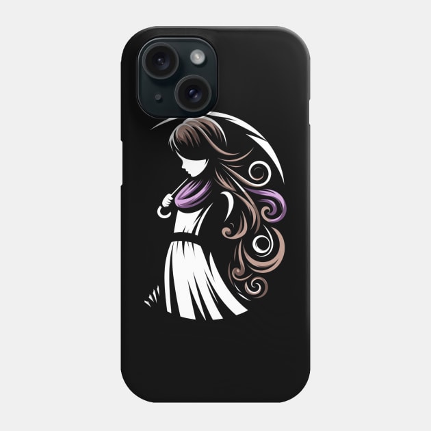 In Omnia Paratus - Silhouette with a Scarf and Umbrella Phone Case by Fenay-Designs