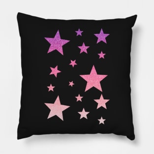 Pink Purple Ombre Faux Glitter Stars Pillow