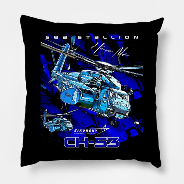 Marine Corps Sikorsky CH-53 Sea Stallion Heavy-lift Cargo Helicopter Pillow by aeroloversclothing