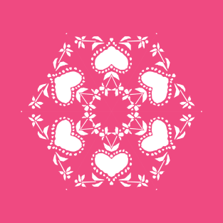 Hearts and Flowers Snowflake T-Shirt