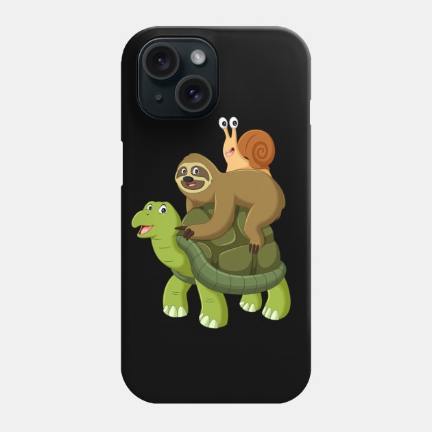 Turtle Sloth Snail Phone Case by Mako Design 