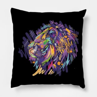 Lion digital colorful vector illustration in graffiti sketch style Pillow