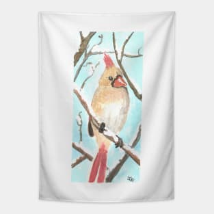 Winter red cardinal Tapestry