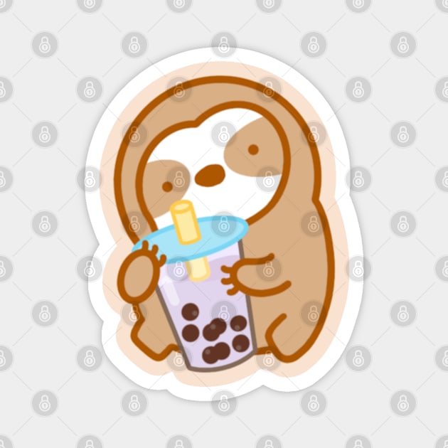 Cute Taro Boba Milk Tea Sloth Magnet by theslothinme