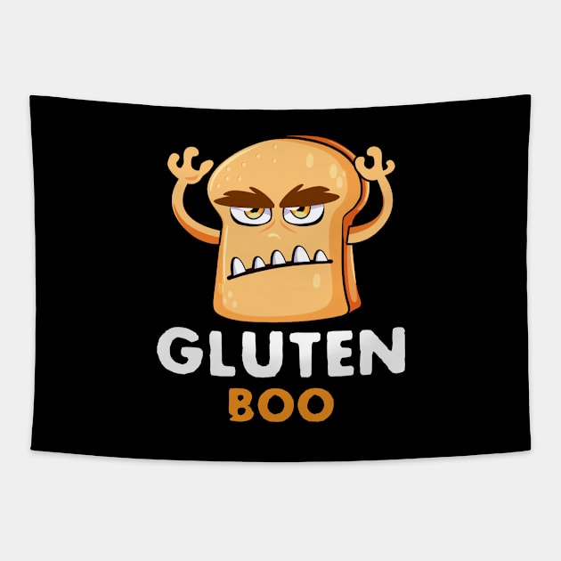 Gluten Boo, Funny Halloween Bread Slice Monster Tapestry by Biped Stuff