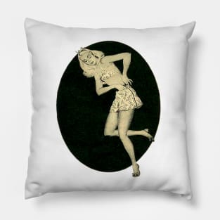 Slender blonde girl from vintage old advertisement Pillow