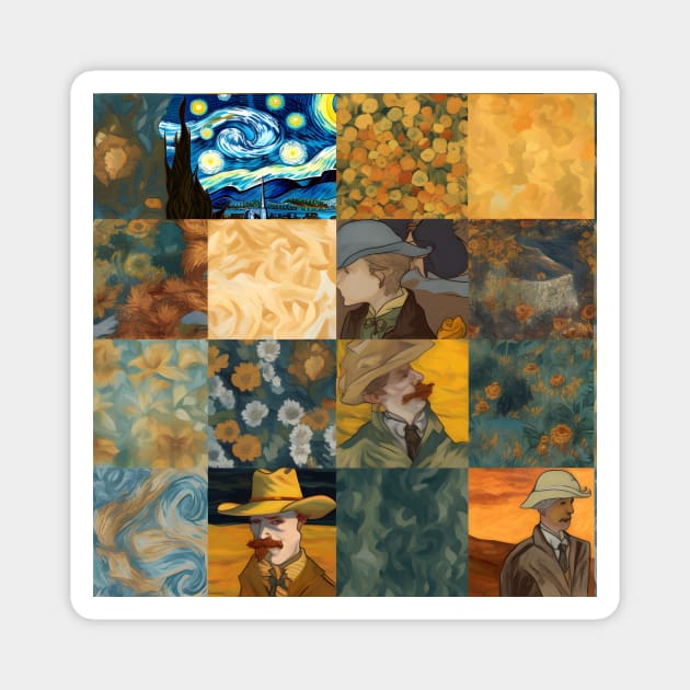 Van Gogh Paintings Mashup Magnet by Grassroots Green
