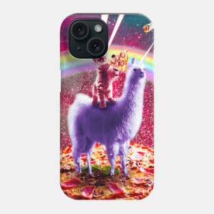 Laser Eyes Outer Space Cat Riding On Llama Unicorn Phone Case