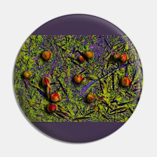 Ripe Peaches on Grass Pin