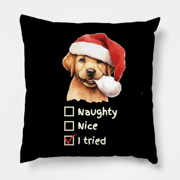 Naughty or Nice Labrador Retriever Pup Pillow by ZogDog Pro