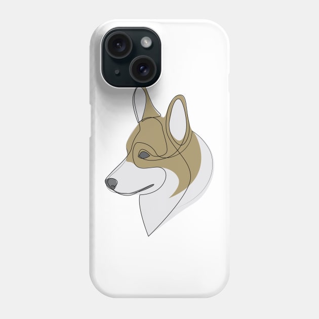 Welsh Corgi Pembroke - one line drawing with colour Phone Case by addillum