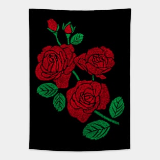 Faux Embroidery Roses Tapestry