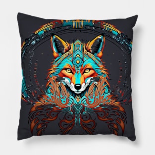 Tribal Fox psychadelic allure Pillow