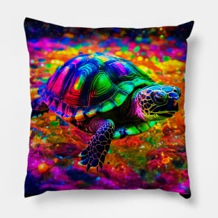 Rainbow Turtle Bright Colors Pillow