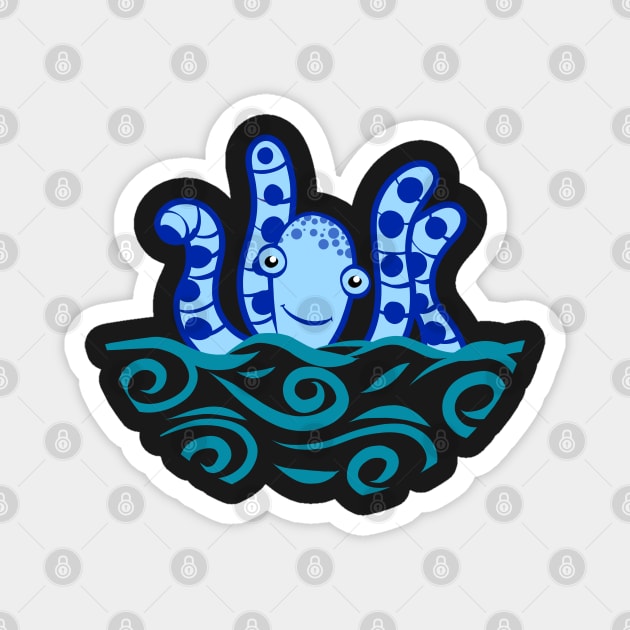 Friendly Blue Octopus Magnet by SubtleSplit